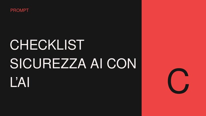 Copertina concettuale ad alto impatto per Checklist sicurezza AI